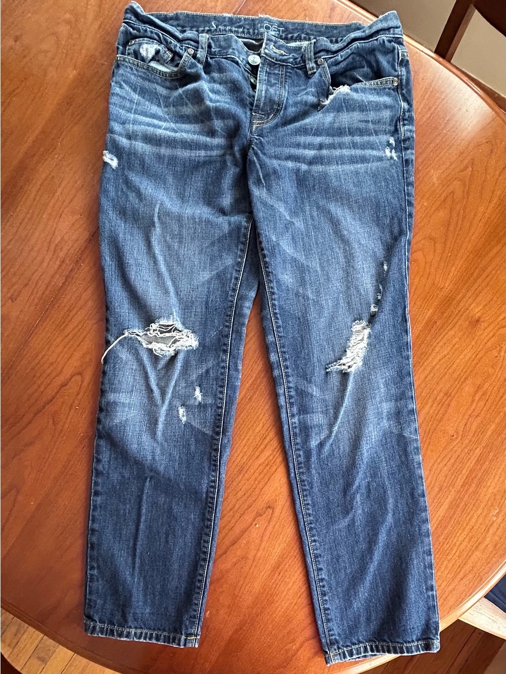 ANN TAYLOR LOFT Distressed Boyfriend Jeans Medium Wash Size 8